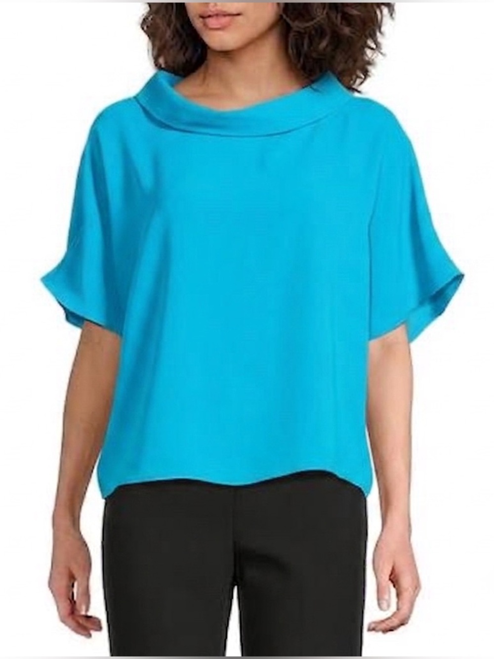 Trina Turk HONEYSUCKLE BOATNECK Women’s Short Sleeve Funnel Neck Top